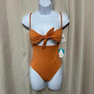 Wet Swimwear One Piece Swimsuit Women's Size XS Terracotta Tie Front NWT